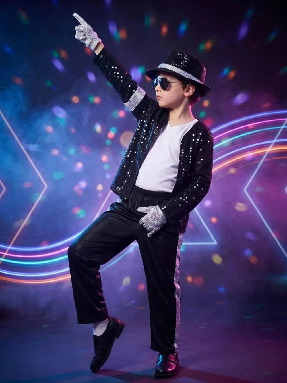Kids 80s 90s Dance Star Costume - Boys Pop Stage Outfit for Halloween Fun